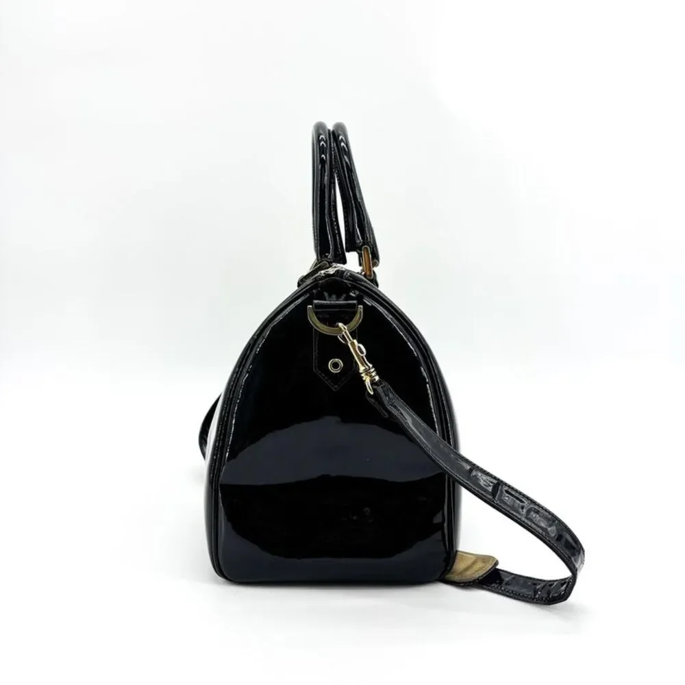 Chanel Black Patent Boston Bag